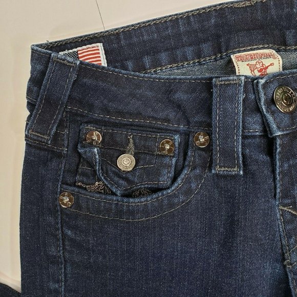 True Religion Women's Julie Skinny Jean Flap Pockets Dark Blue Size: 26 - Picture 5 of 12